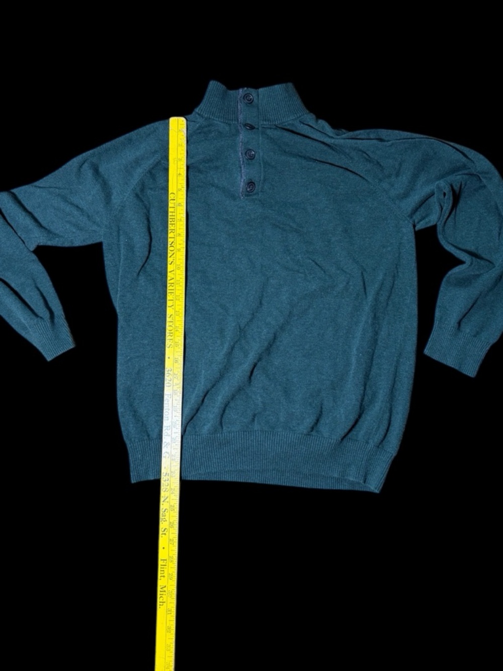 Green Button-Neck Sweater - Picture 10 of 13